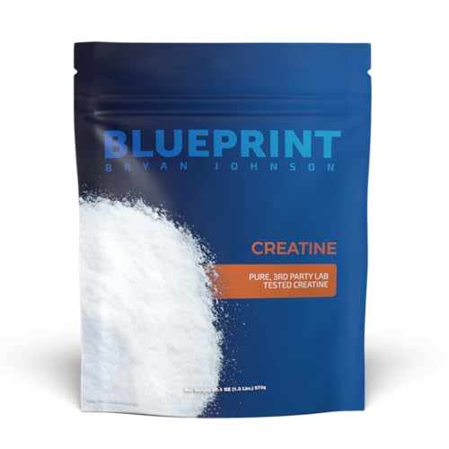 Blueprint Bryan Johnson Creatine Monohydrate Powder serving supports lean muscle and endurance.