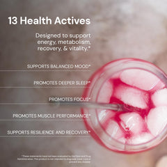 Powder dissolving in water with Blueprint Bryan Johnson Longevity Mix for smooth texture.