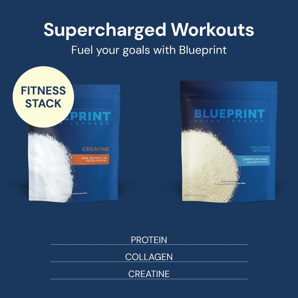 Blueprint Bryan Johnson triple-type collagen powder supporting skin and joints over time