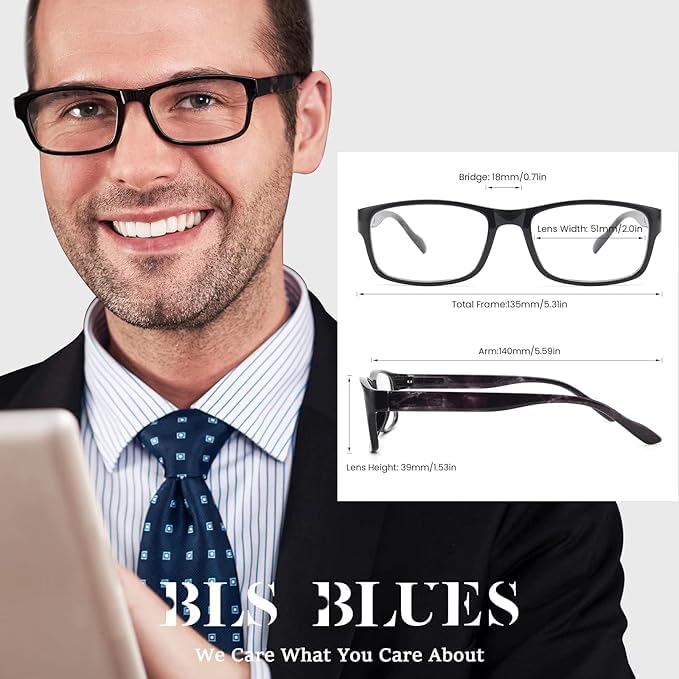 BLS BLUES soft square frame reading glasses for daily wear and style