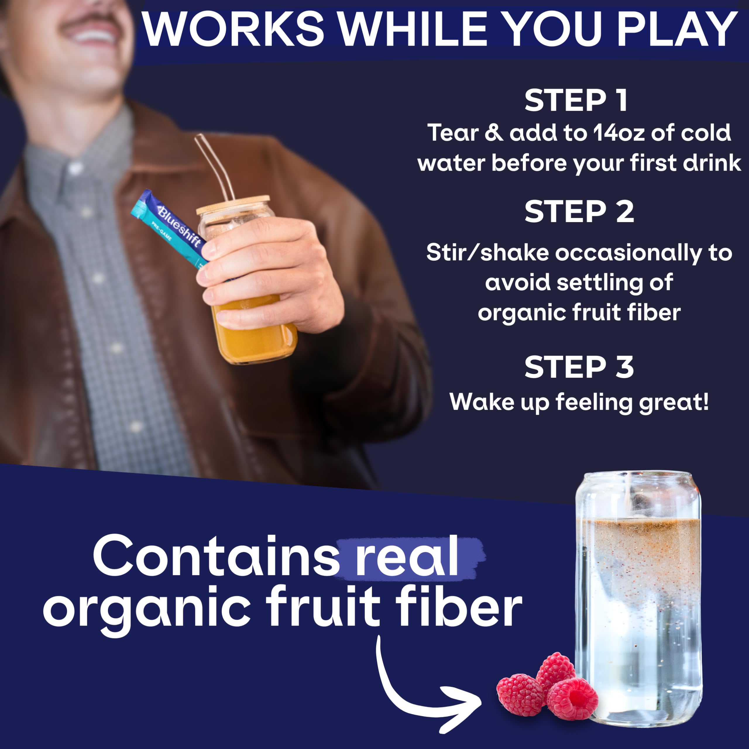 Blueshift Himalayan salt electrolyte packet for natural hydration without sugar.