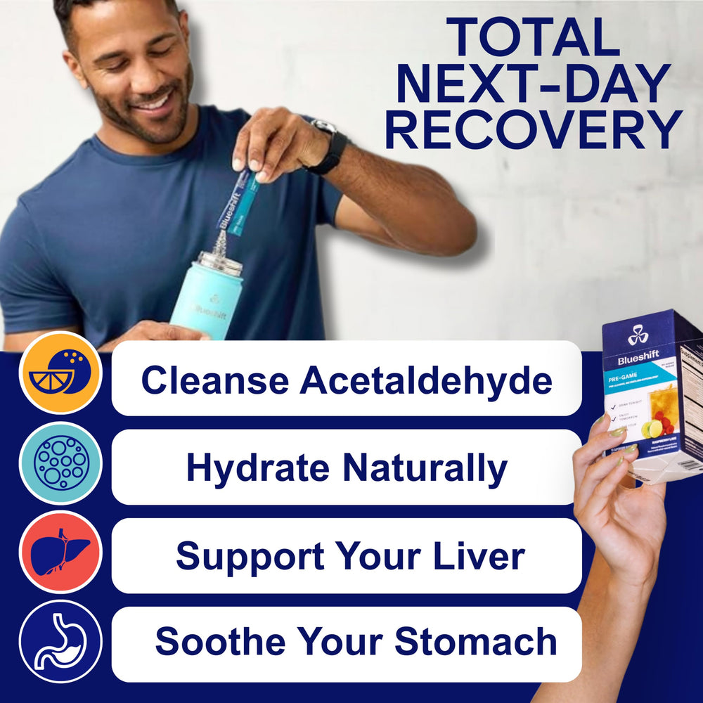 Blueshift milk thistle liver-support packet aids the liver's natural pathways.
