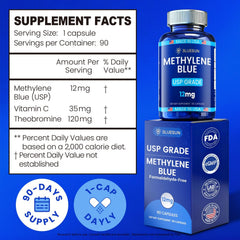 Bluesun Methylene Blue Capsules capsule close-up highlighting a clean formula