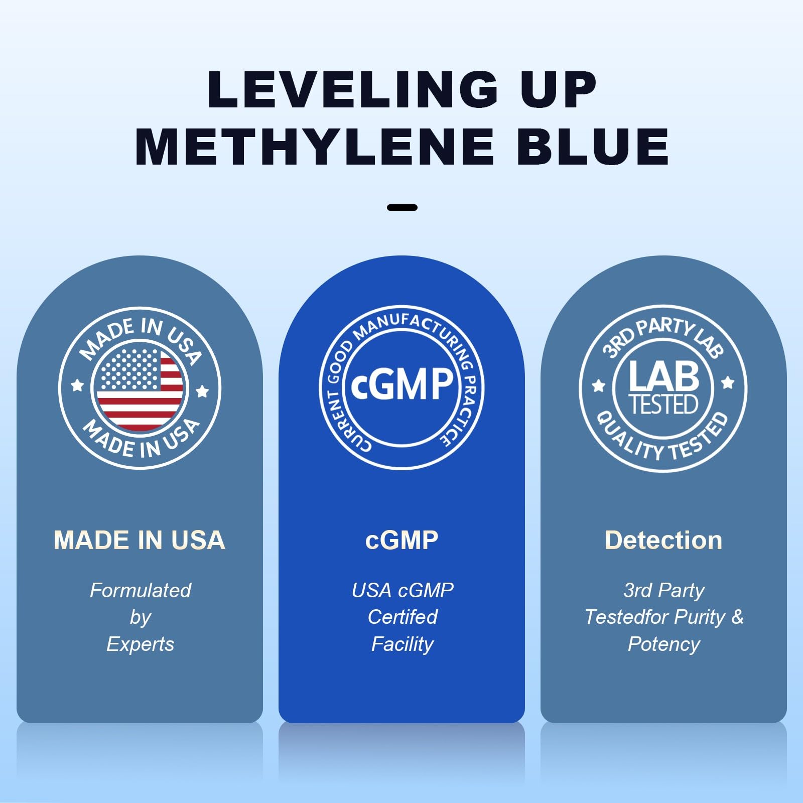 Made in the USA label on Bluesun bottle signals domestic manufacturing.