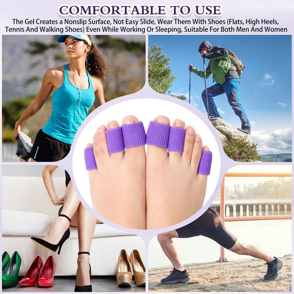 Blulu toe tubes worn with various shoes for protection