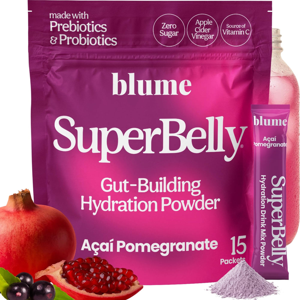 Blume SuperBelly berry flavor swirl for refreshing hydration and taste