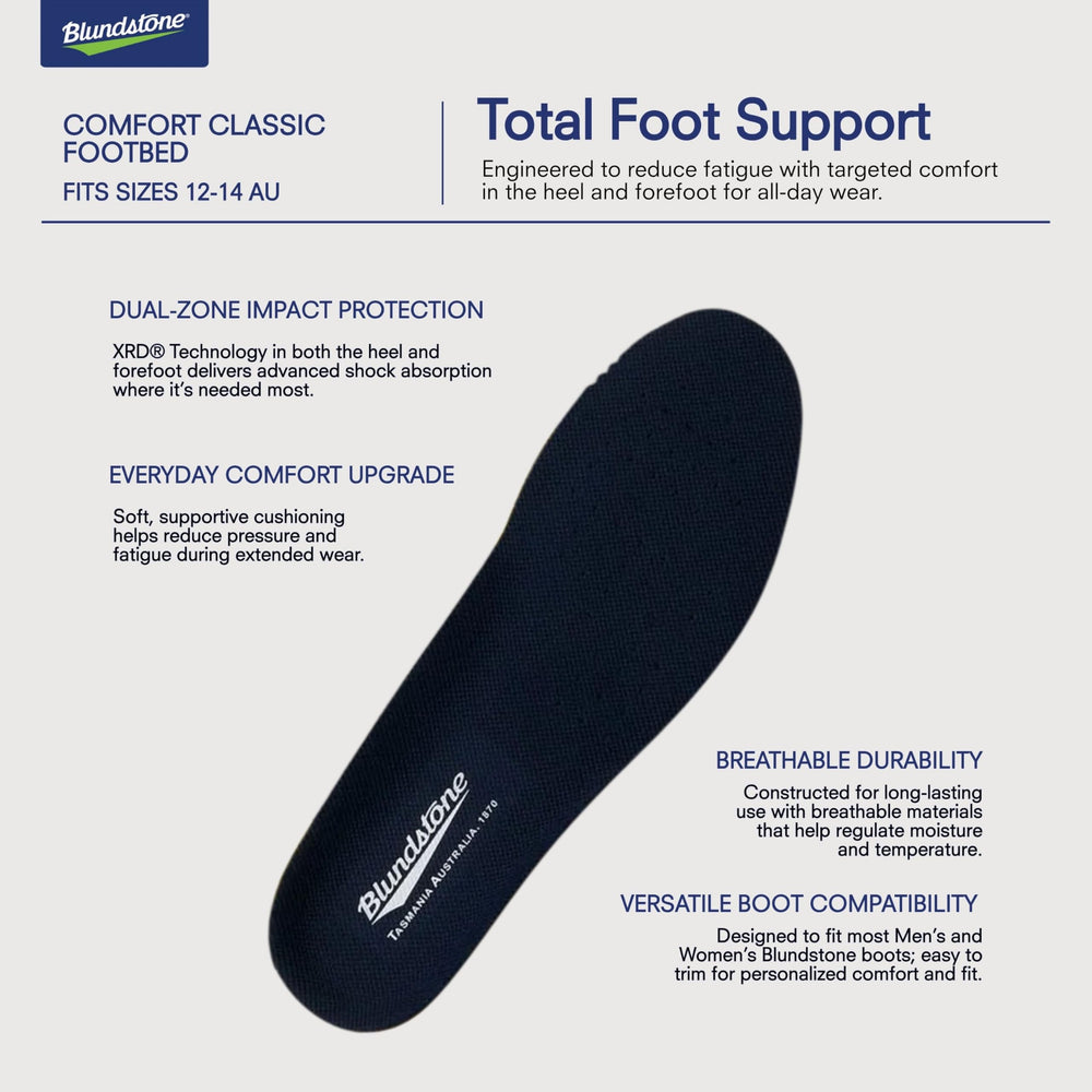 Blundstone Xtreme Comfort Footbed dual-zone padding delivers full-foot comfort.