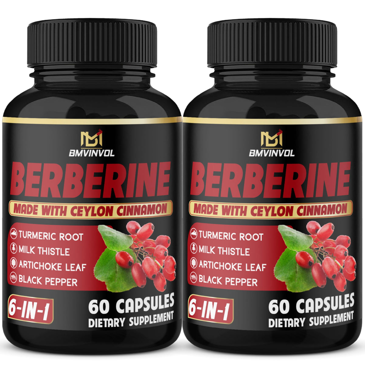 BMVINVOL berberine capsules bottle for daily supplementation