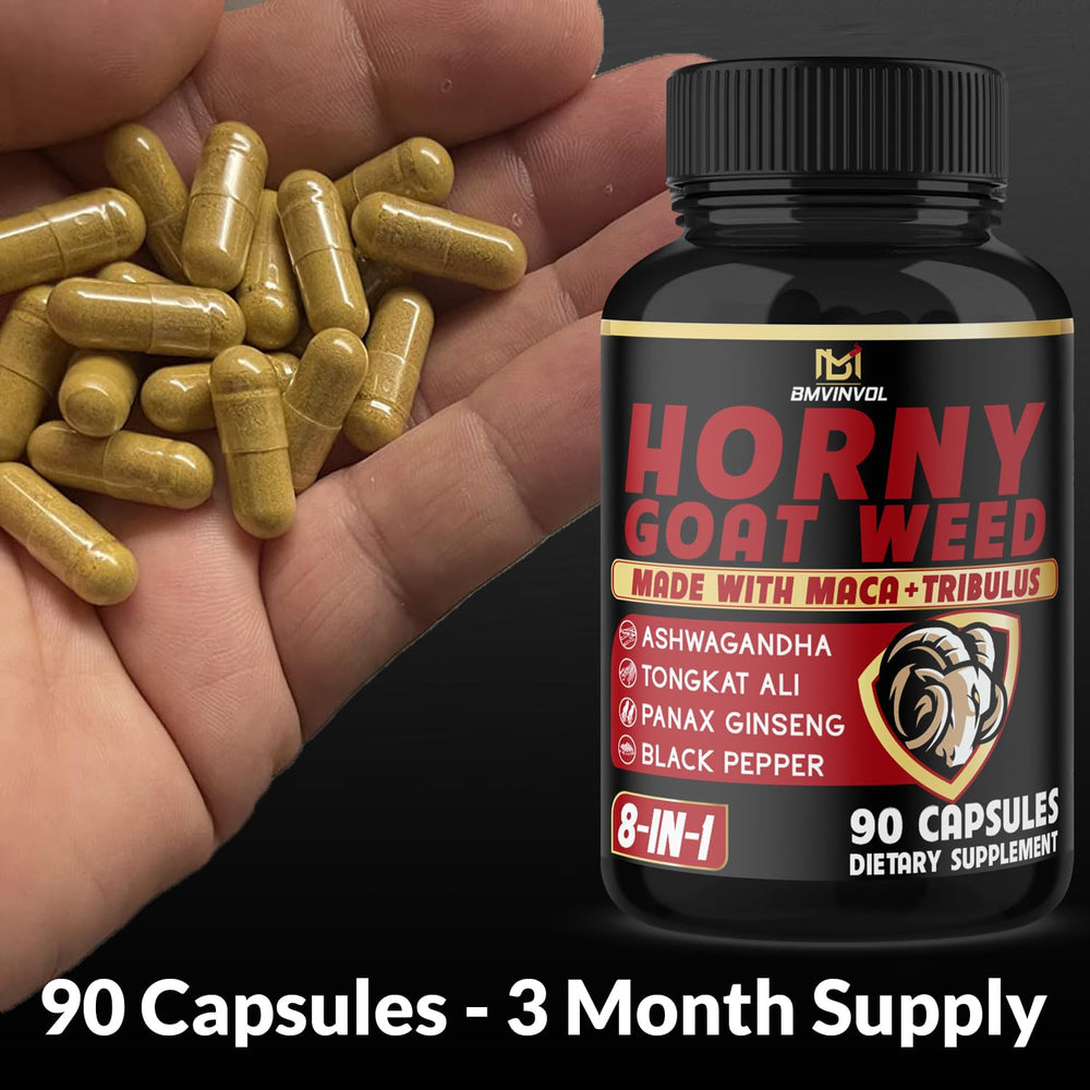 BMVINVOL Horny Goat Weed ingredients include maca, ginseng, and tribulus for holistic vitality.