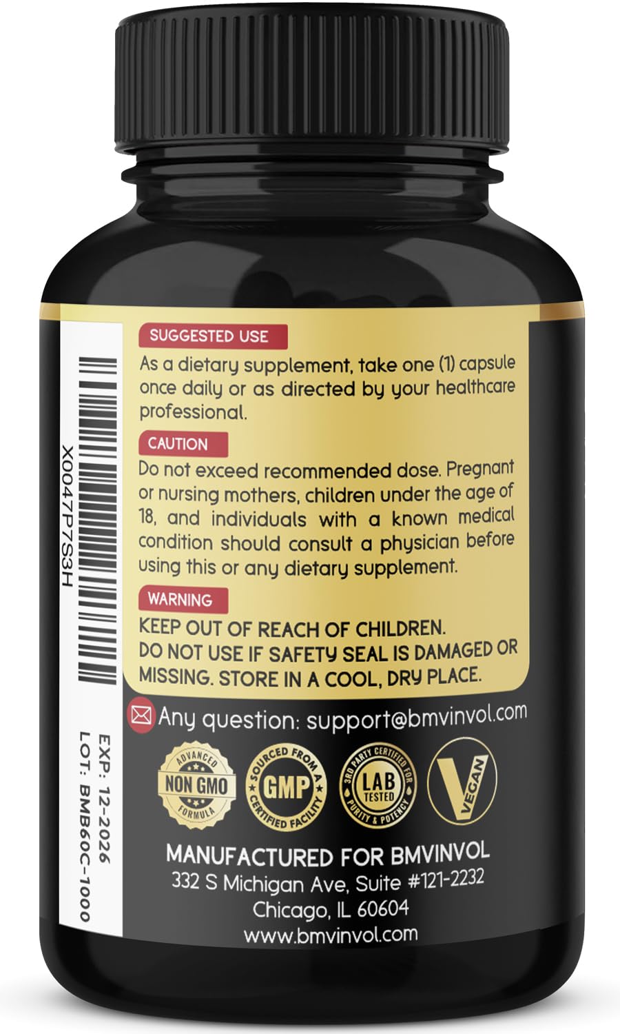 BMVINVOL open bottle with capsules ready to take on the go