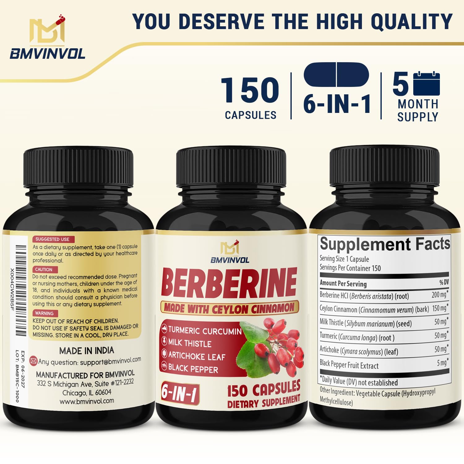 BMVINVOL Berberine HCl with spices supports everyday wellness