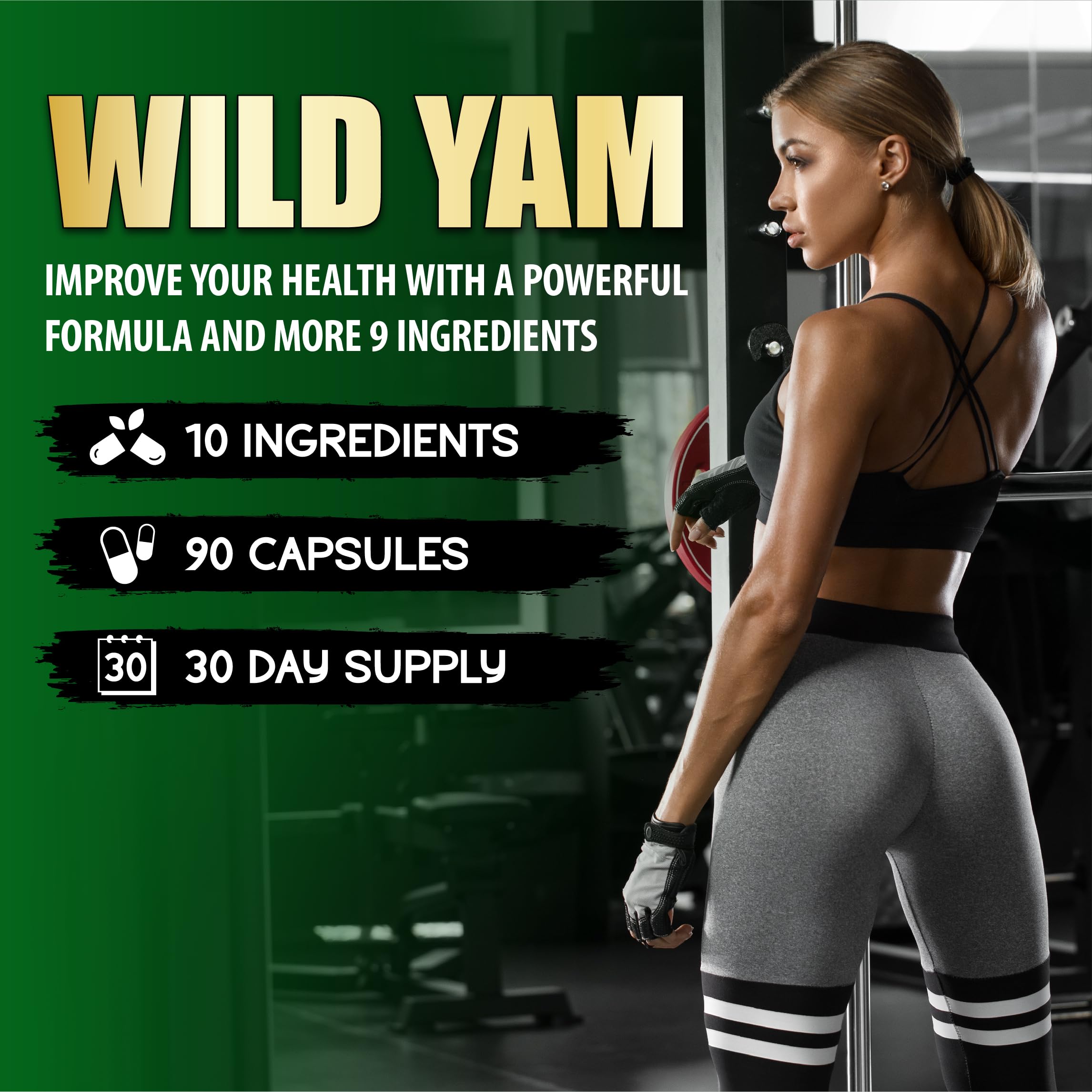 BMVINVOL Wild Yam Supplement label close-up highlighting the 10-in-1 blend.