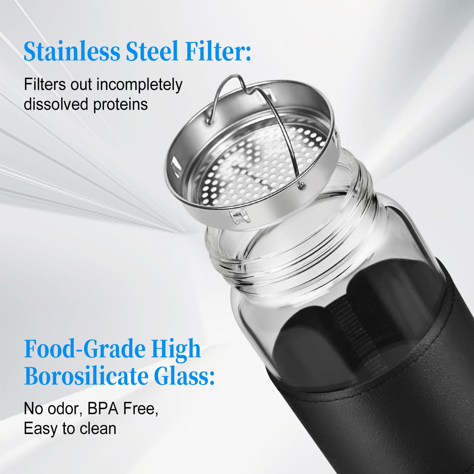 BNCWCQZ borosilicate glass body offers odorless, microwave-safe mixing
