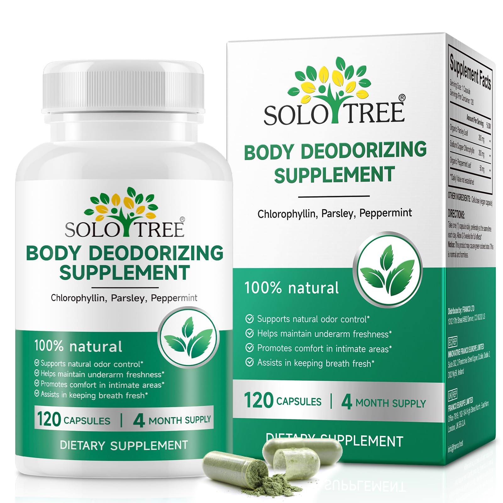 bnHUlMXw body deodorizing supplement bottle with vegan chlorophyll formula