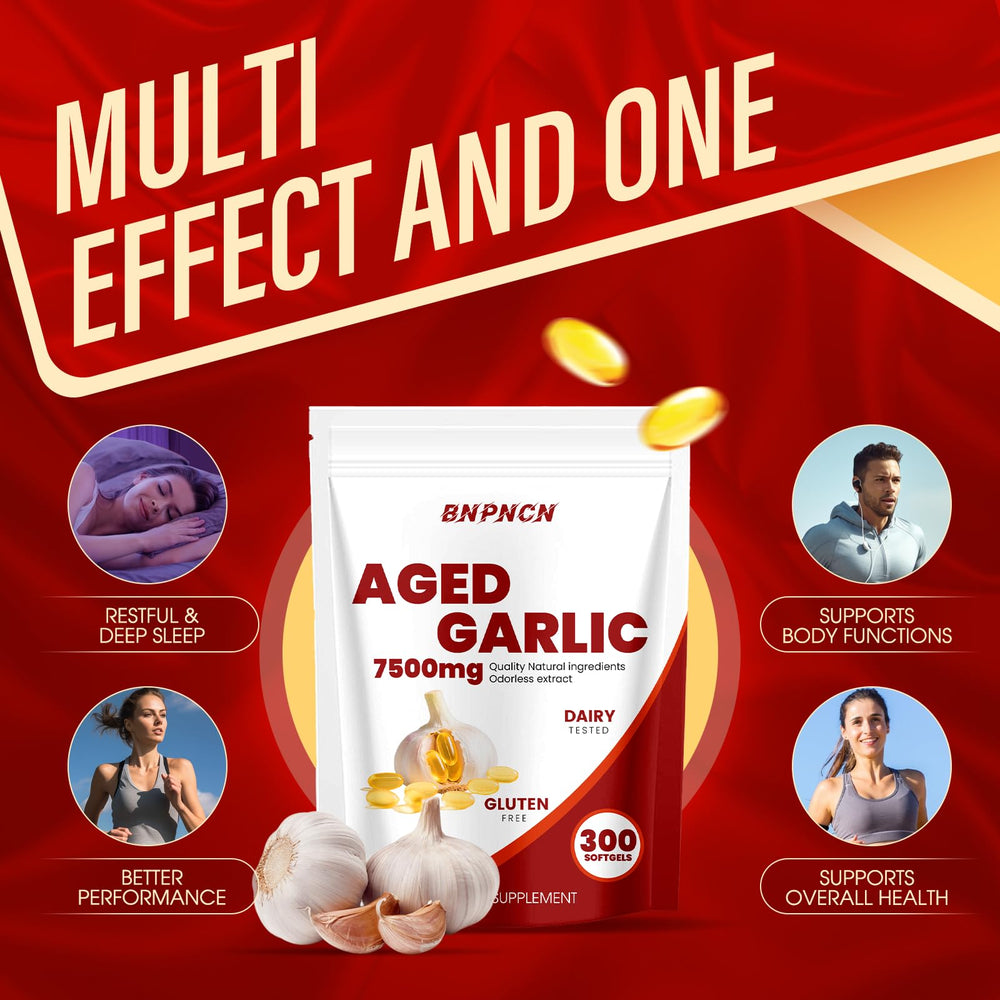 BnPnCn Aged garlic extract close-up emphasizing 20-24 month aging for antioxidants