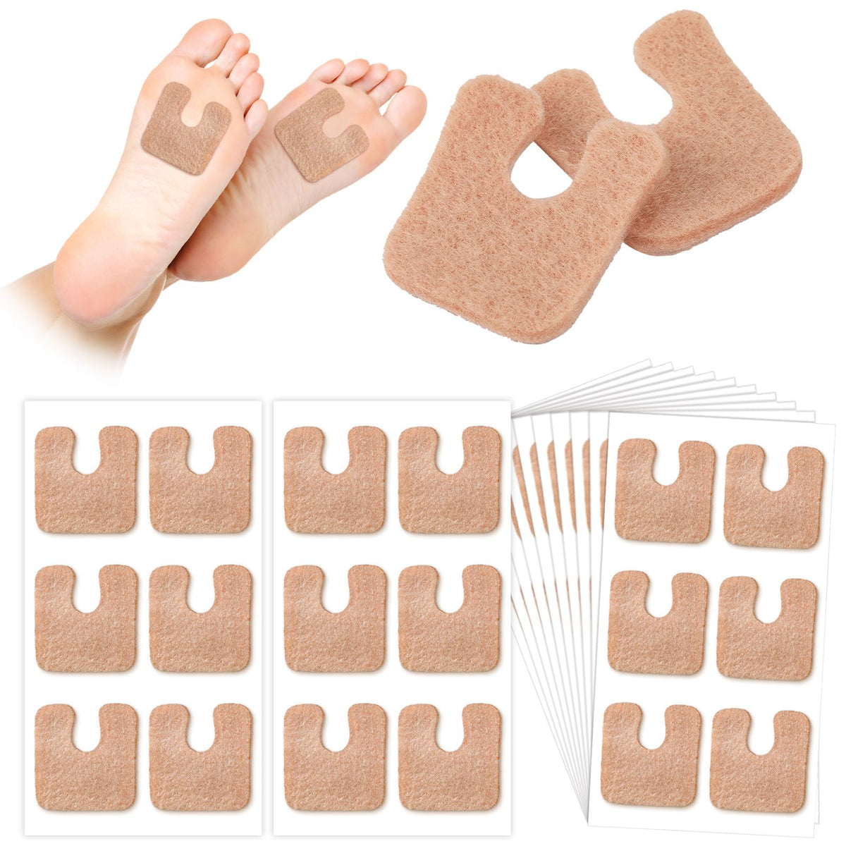 Boao callus pads in a 60-pack layout for daily foot comfort.