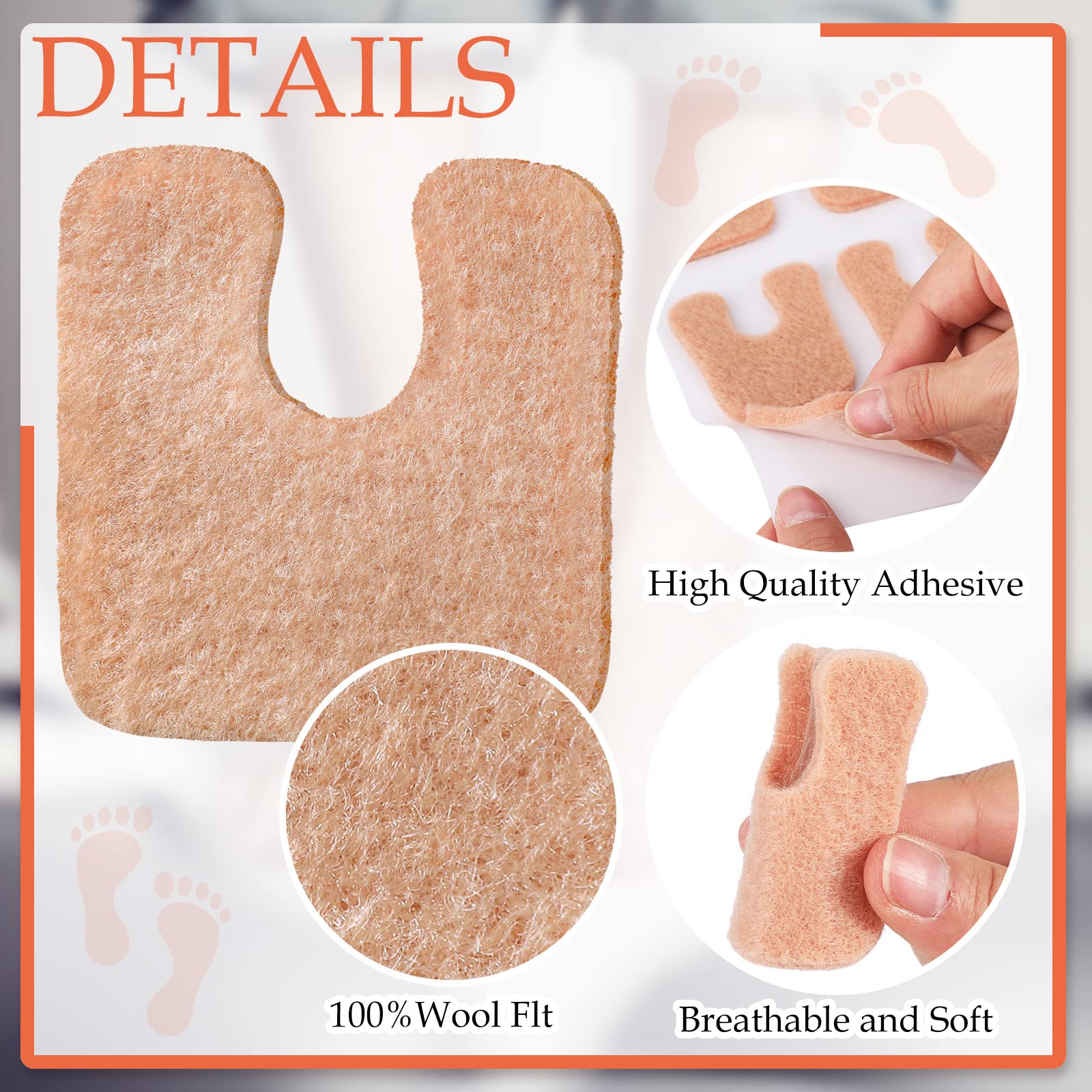 Boao soft felt foot pads showing gentle, sweat-absorbing material for all-day wear.