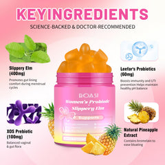 Boasi Pineapple-flavored Gummies close-up highlighting tasty daily balance and easy adherence