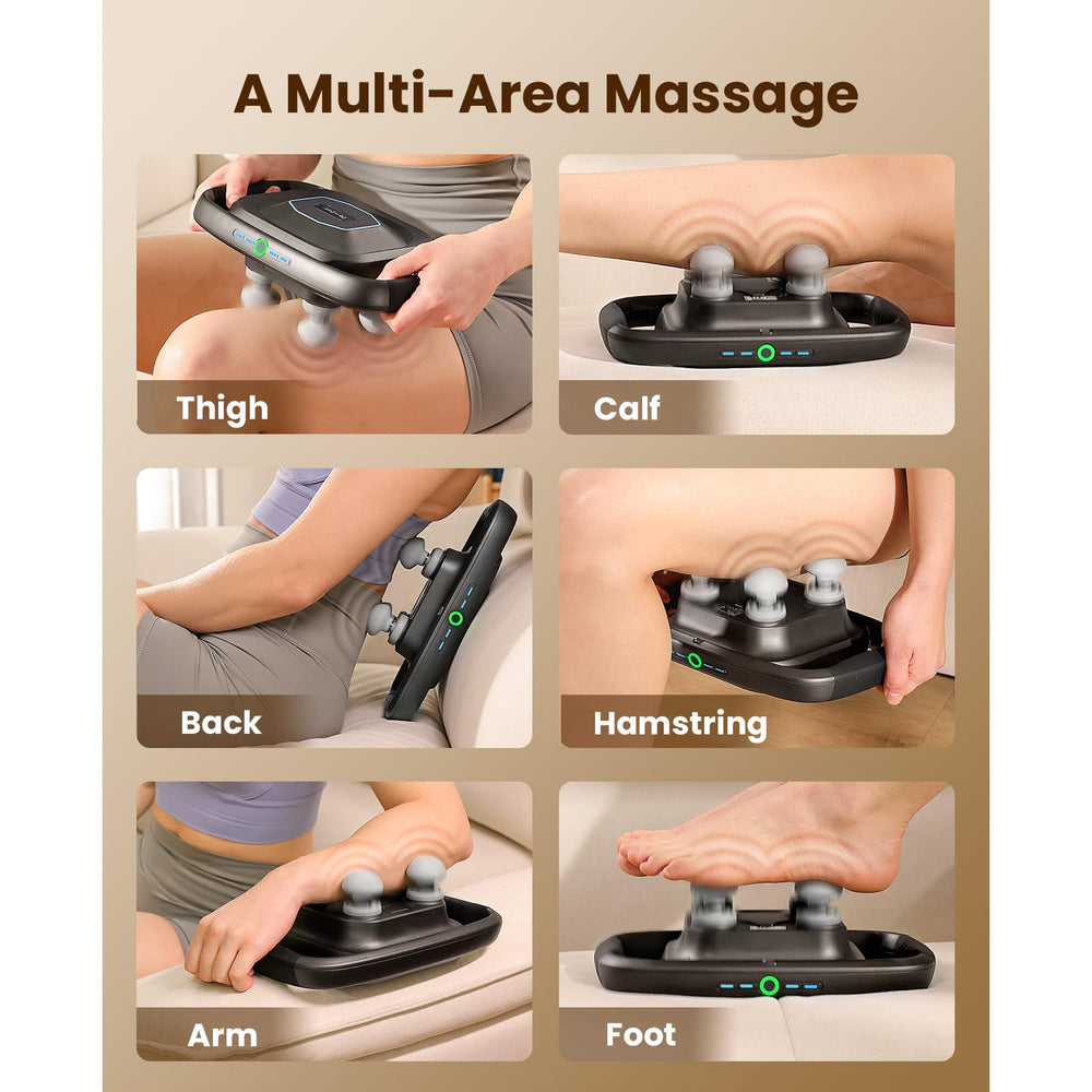 BOB AND BRAD A1 device used on shoulders and back for multi-area massage