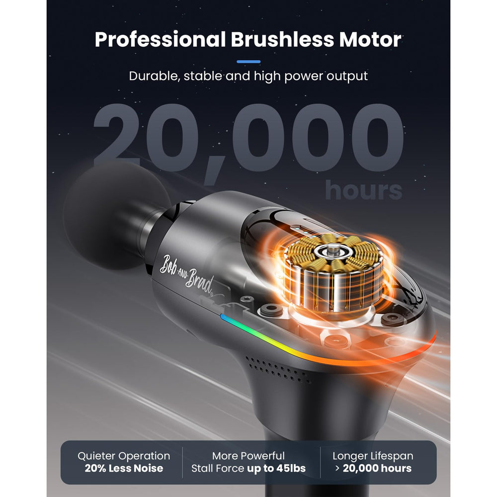 BOB AND BRAD A2 Pro massage gun at five speed settings for customized therapy