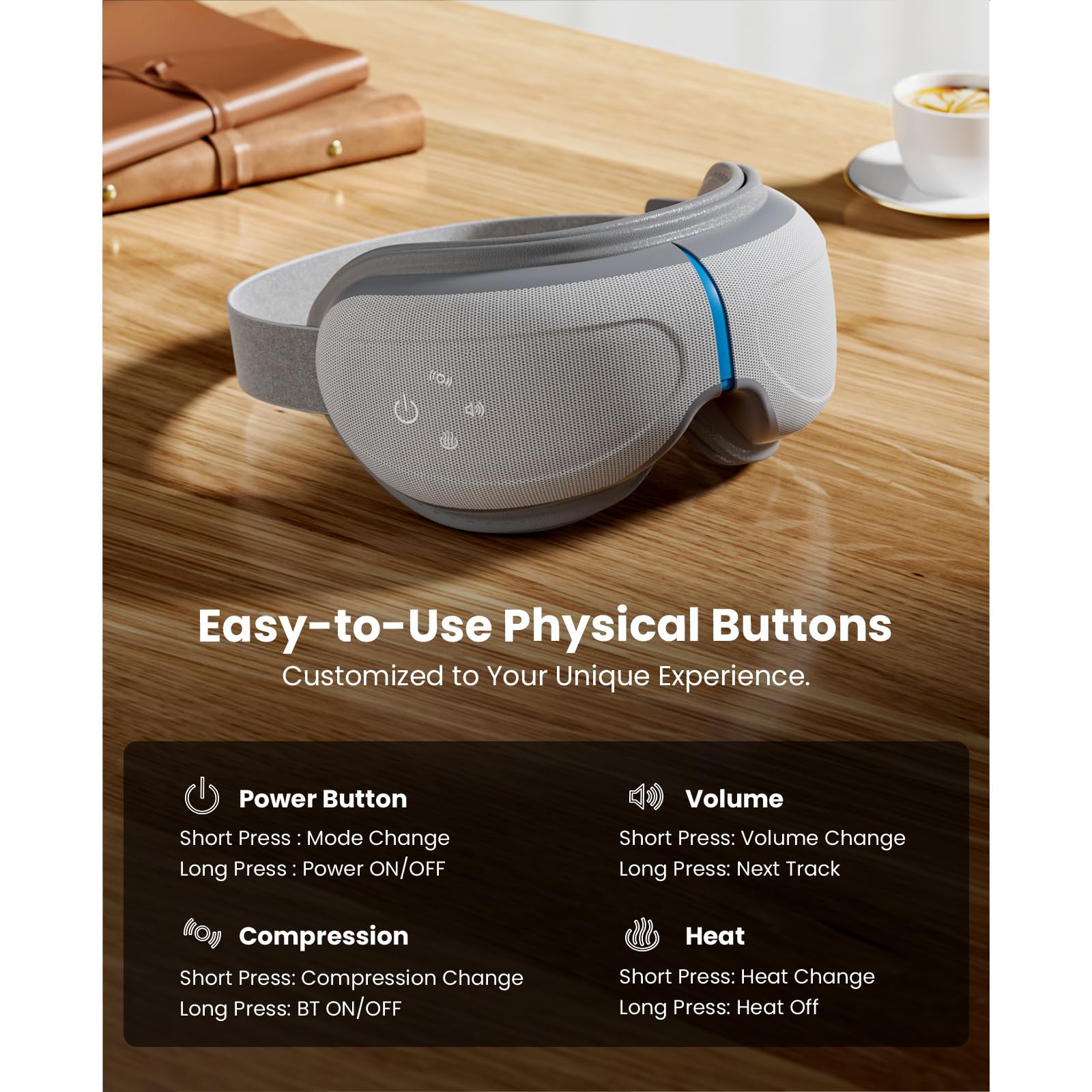 BOB AND BRAD Eye Massager features two heat levels for targeted relaxation