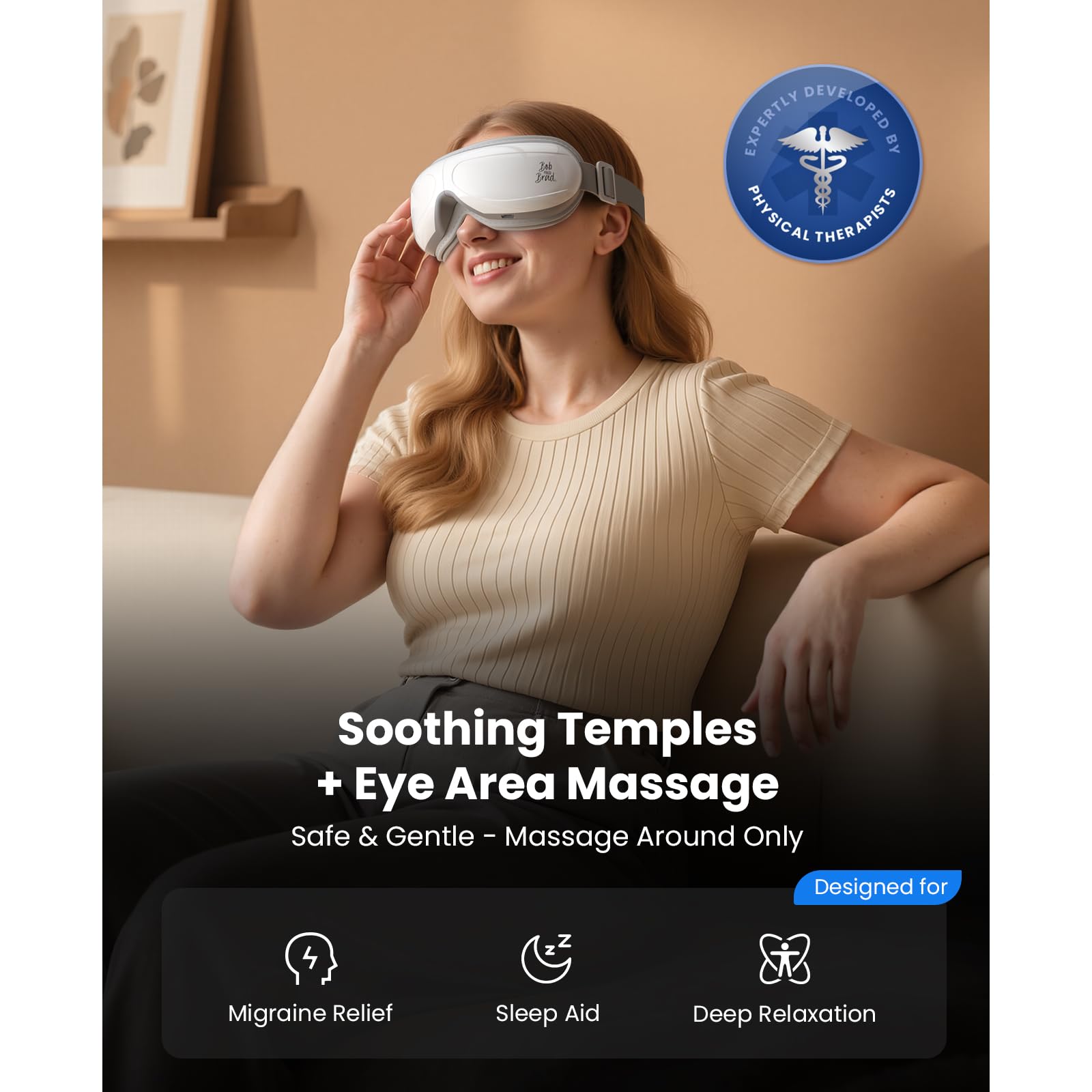 BOB AND BRAD Eye Massager side view highlighting slim profile for travel.