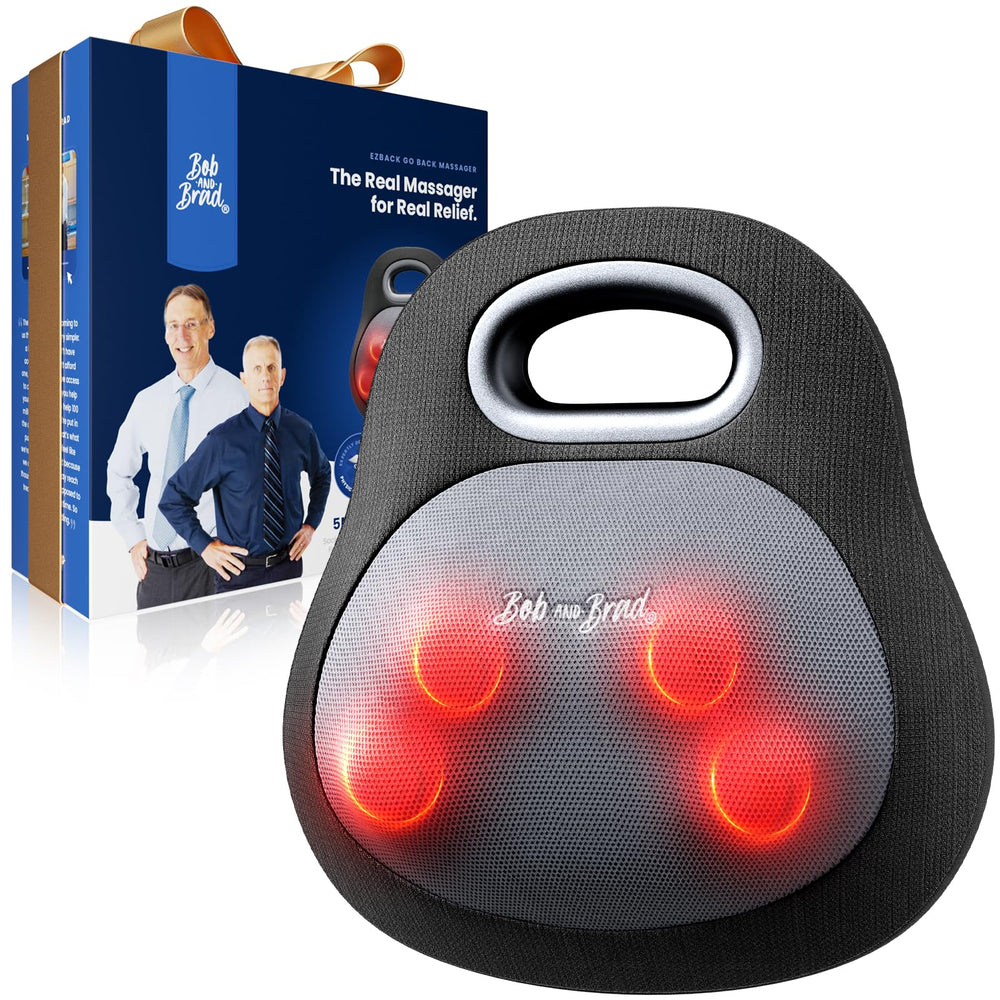BOB AND BRAD EZBack 4D Shiatsu massage pillow on chair for targeted back relief.