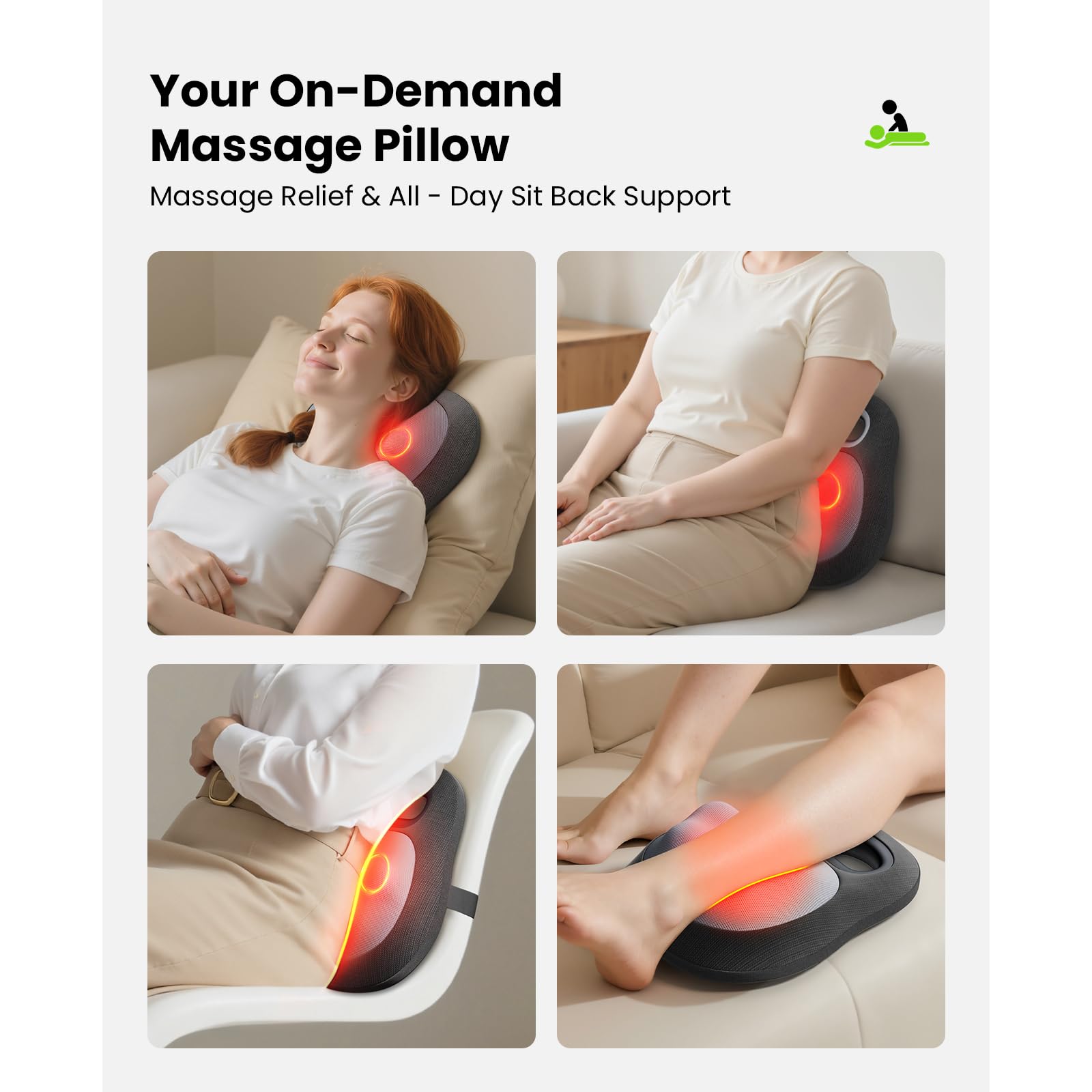 BOB AND BRAD EZBack heat setting controls provide soothing warmth.