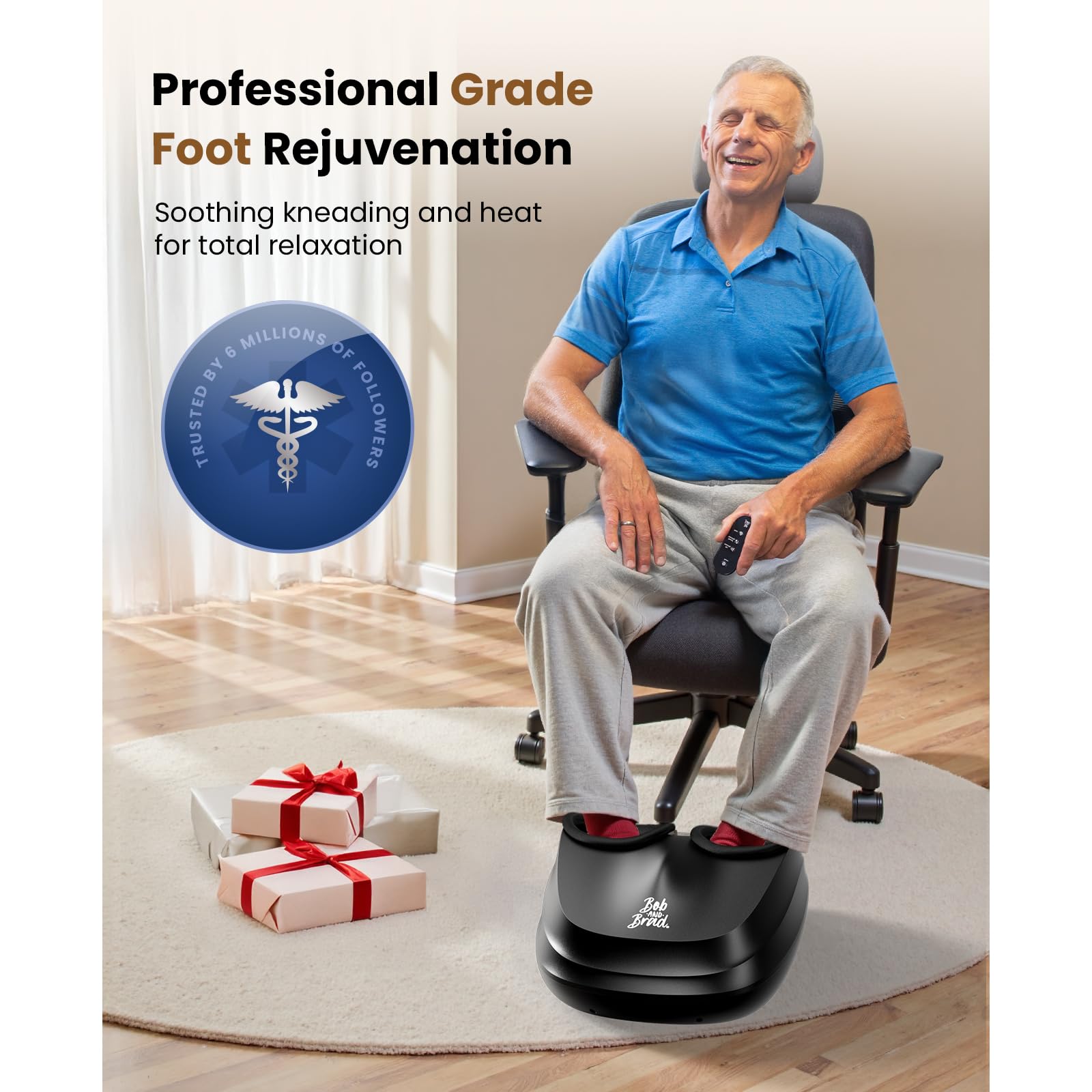Bob and Brad foot massager with heat settings for soothing warmth