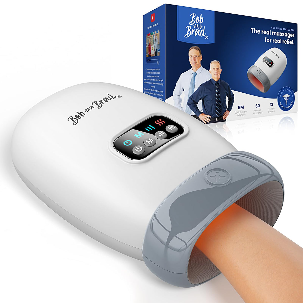BOB AND BRAD H60 hand massager with 360° heat for soothing warmth and relaxation.