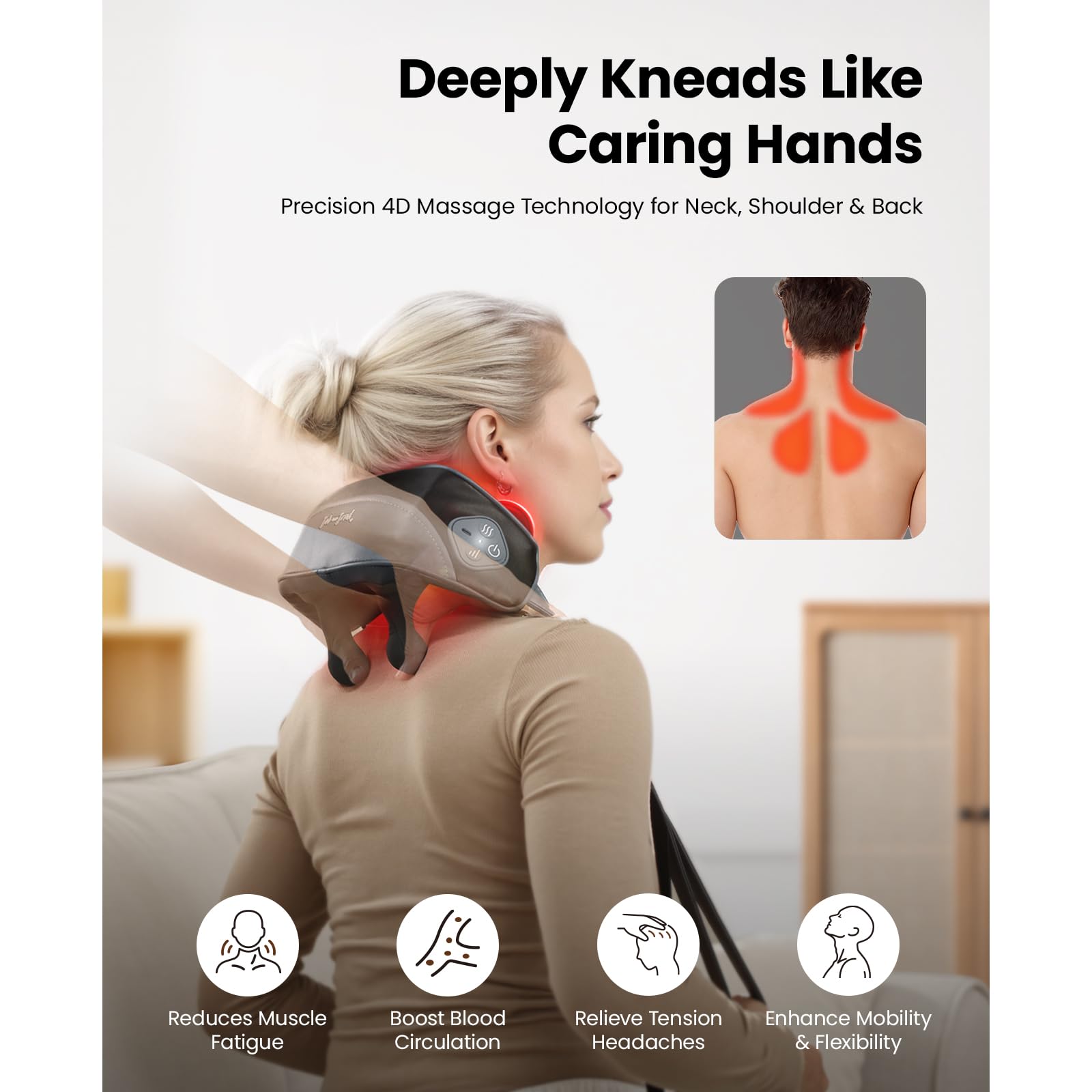 BOB AND BRAD iNeck Pro dual heat zones soften knots and boost circulation