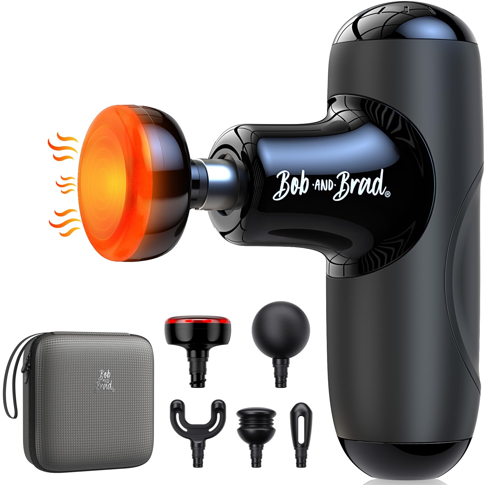 Bob and Brad Q2 Plus mini massage gun with heat for warmup and muscle relief.