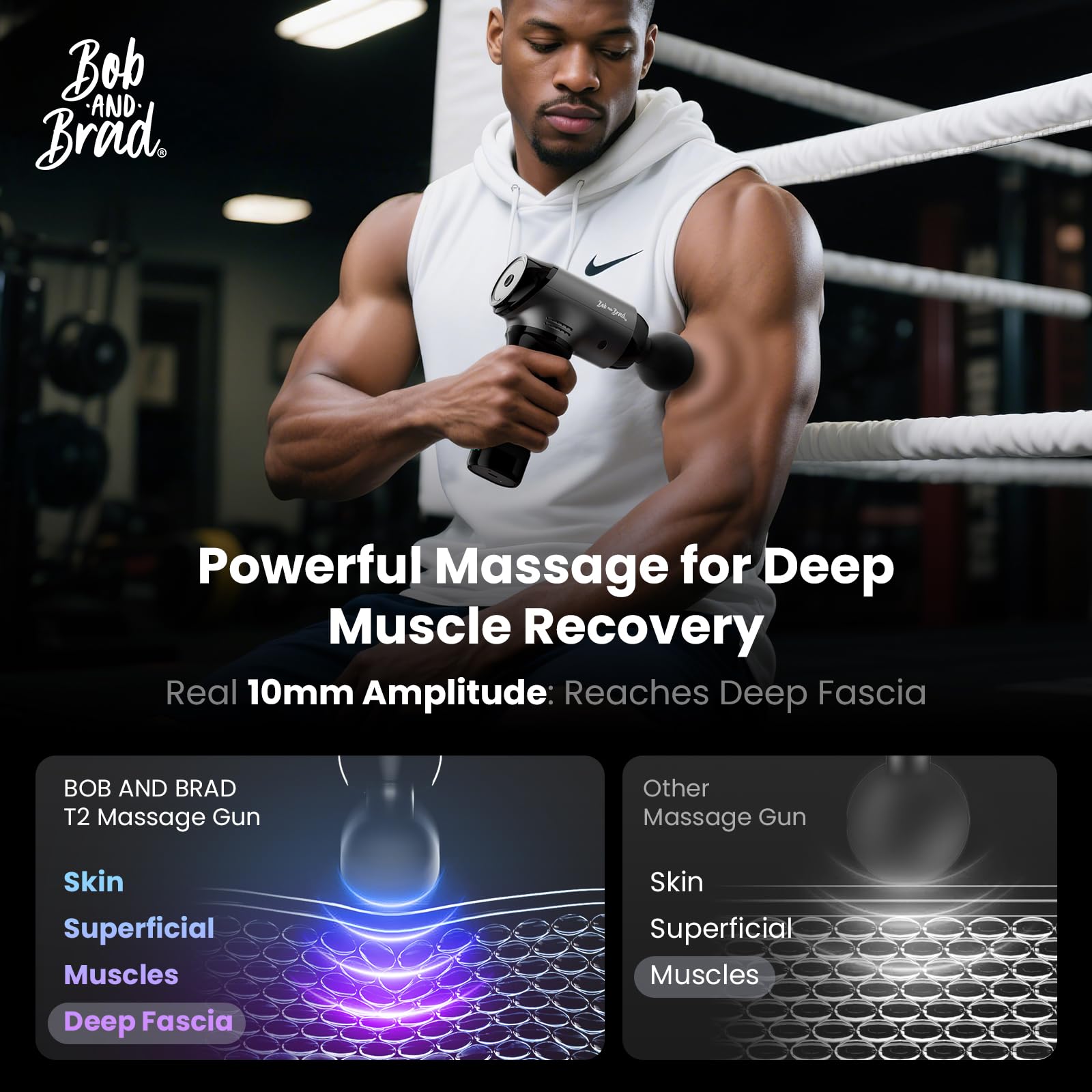 BOB AND BRAD T2 ergonomic grip reduces hand fatigue during long massages.