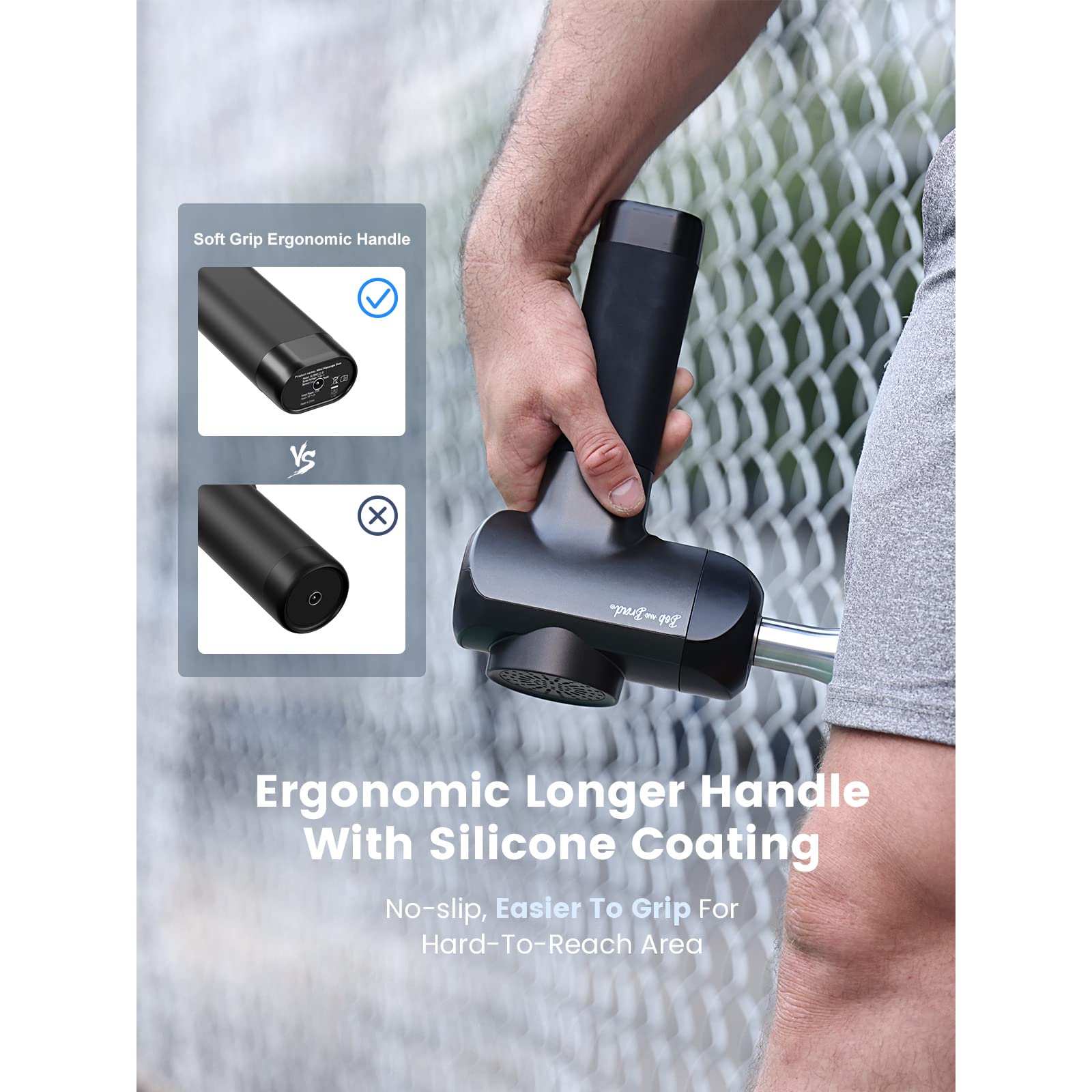 Weighs 1.9 pounds for portable massage on the move