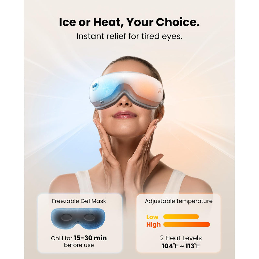 NTC temperature control on Bob and Brad Zero Pro Eye Massager with 104°F/113°F options