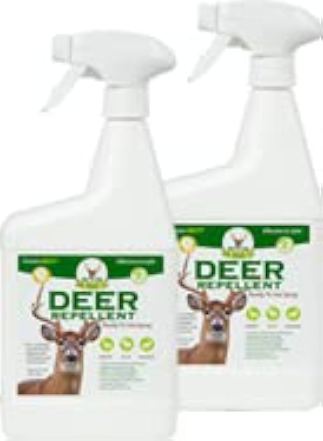 Bobbex Deer Repellent spray bottle, 32 oz, two-pack, protecting landscape from deer.