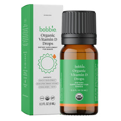 Bobbie Organic Vitamin D Drops bottle for easy daily dosing.