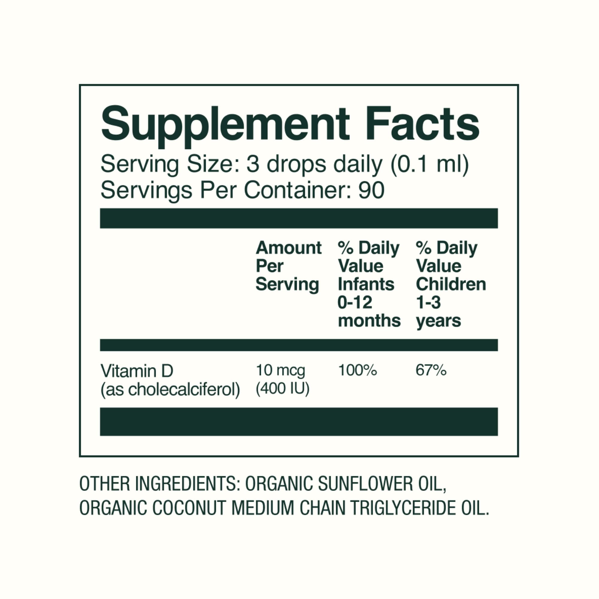 Bobbie Organic D Drops packaging highlights organic status for trust.