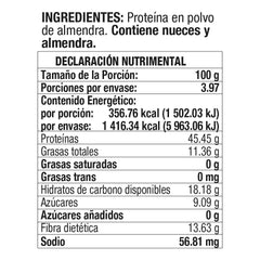 Bob's Red Mill almond protein powder label close-up showing gluten-free certification.