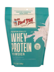 Bob's Red Mill whey protein concentrate ready for smoothie ingredients like frozen fruit.