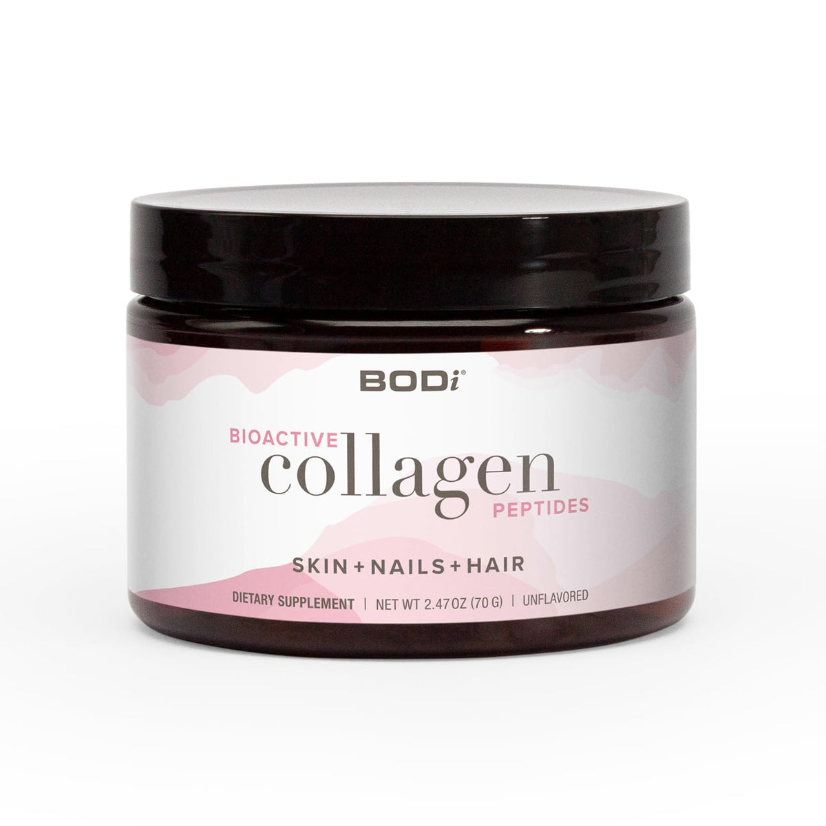 BODi Bioactive Collagen Peptides bottle showcasing premium collagen for skin, hair, and nails.