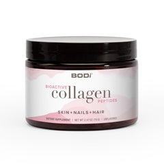 BODi Bioactive Collagen Peptides bottle showcasing premium collagen for skin, hair, and nails.