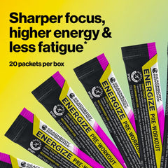 Glass with mixed-berry Energize and water showing a crisp energy mix