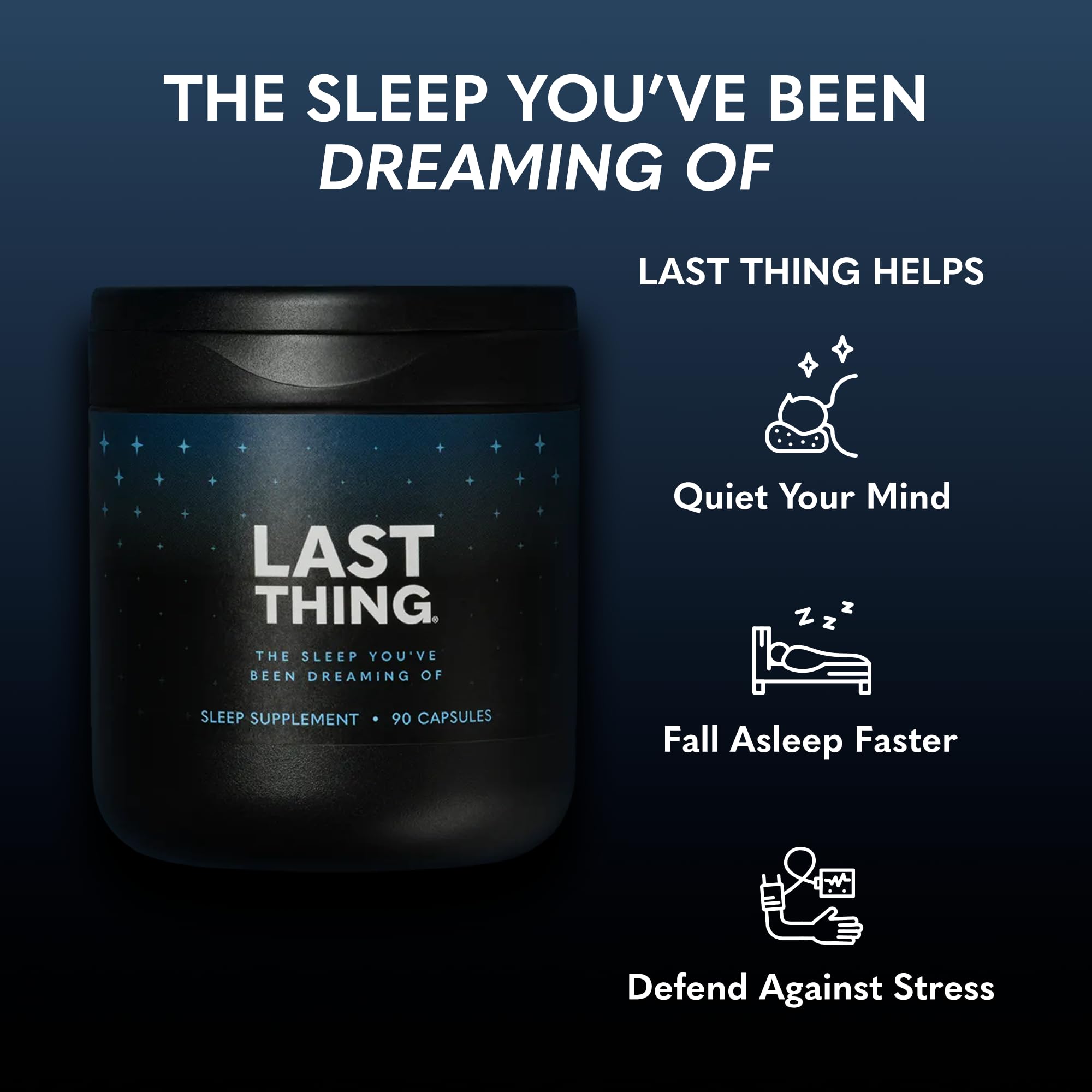 BODi Last Thing label close-up conveys trusted ingredients and formulation details for calm sleep.