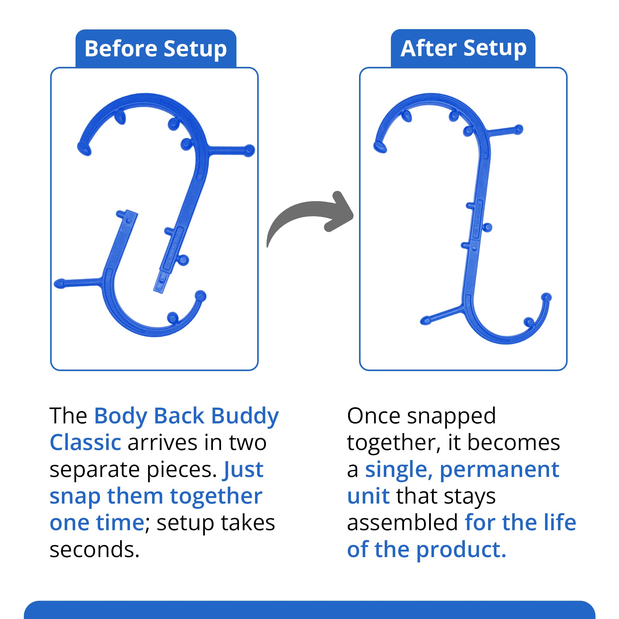 Body Back Buddy acorn knobs deliver deep tissue pressure on shoulders.