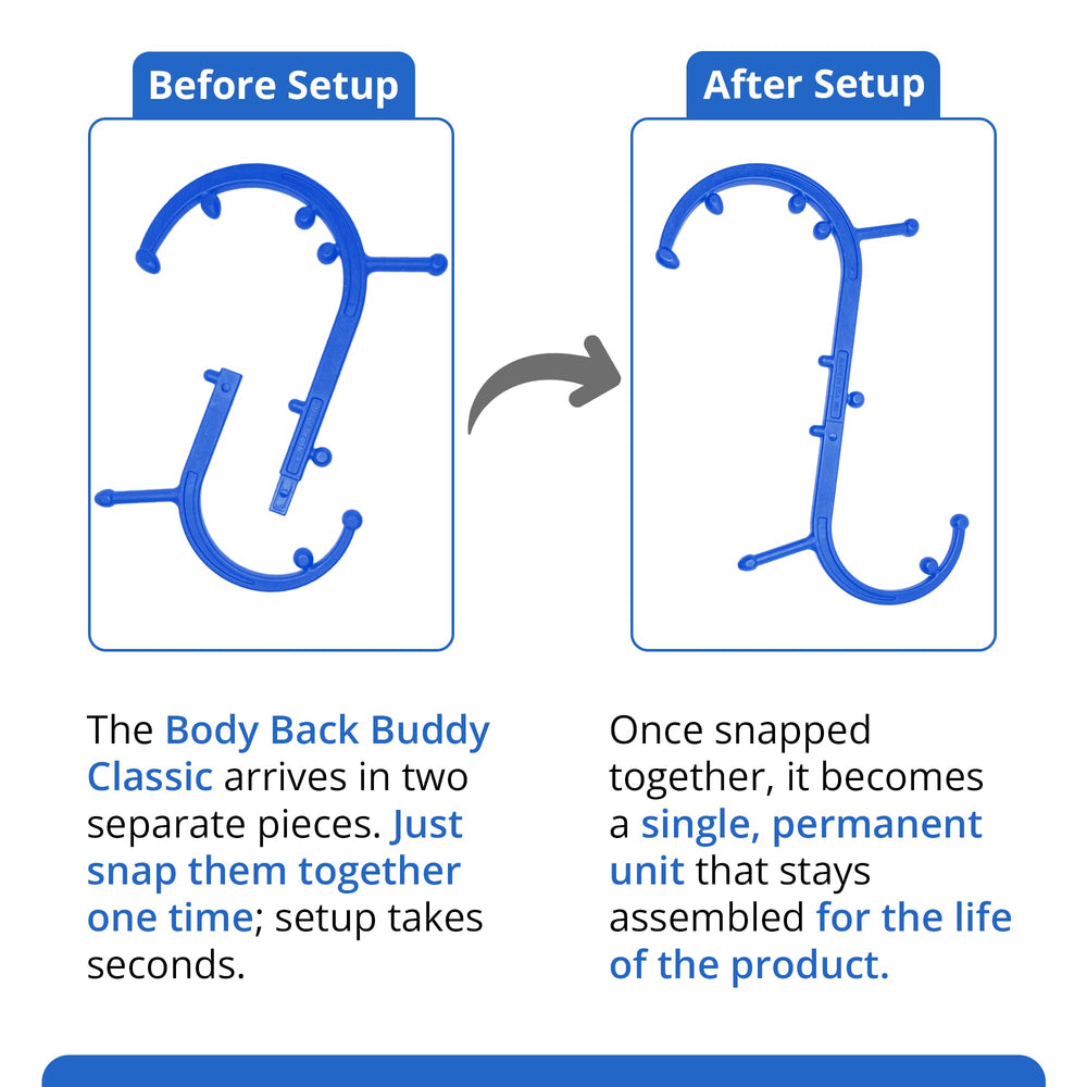 Body Back Buddy acorn knobs deliver deep tissue pressure on shoulders.