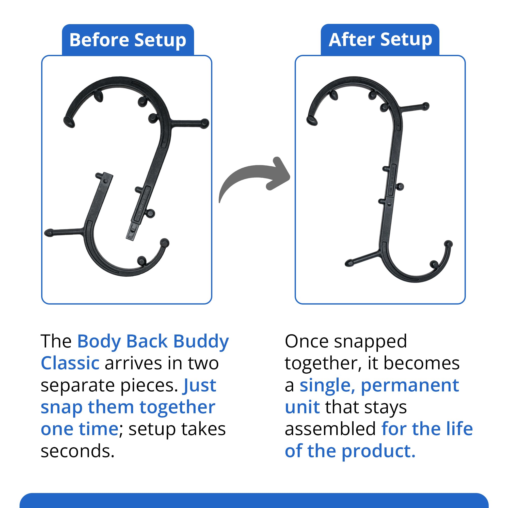 Assembled Body Back Buddy Classic held in hand for on-the-go relief.