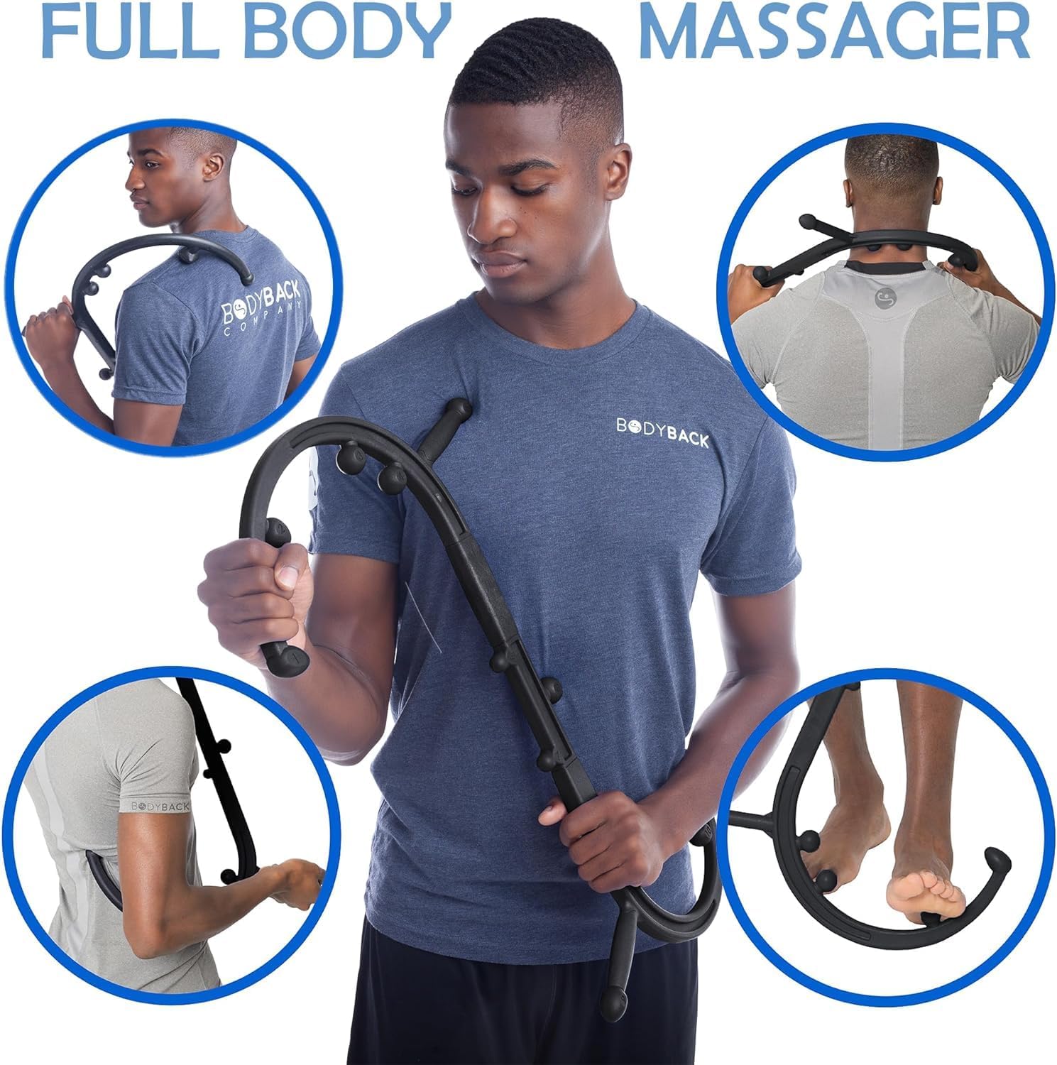 Neck and shoulder relief using Body Back Buddy Classic in action.