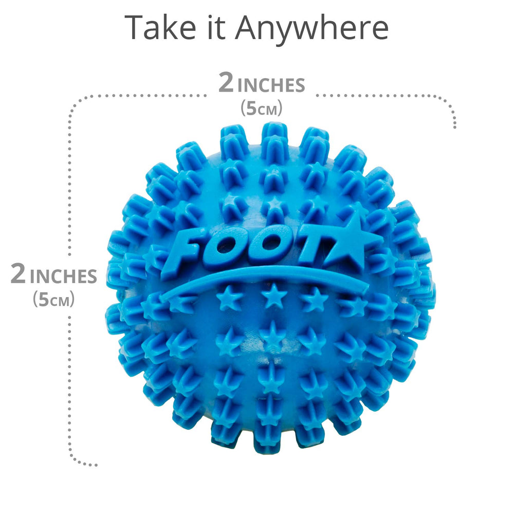 Body Back Foot Star Ball blue rolling plantar fascia focus suggests relief and circulation benefits.