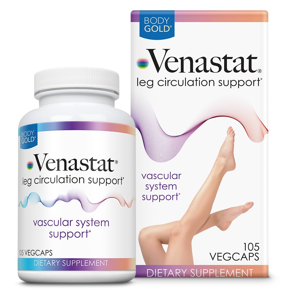 Body Gold Venastat bottle front showing label and branding for leg vein support
